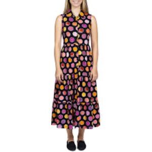 Svaha Petri Dish Button-Up Tiered Long Midi Dress, Size 5X